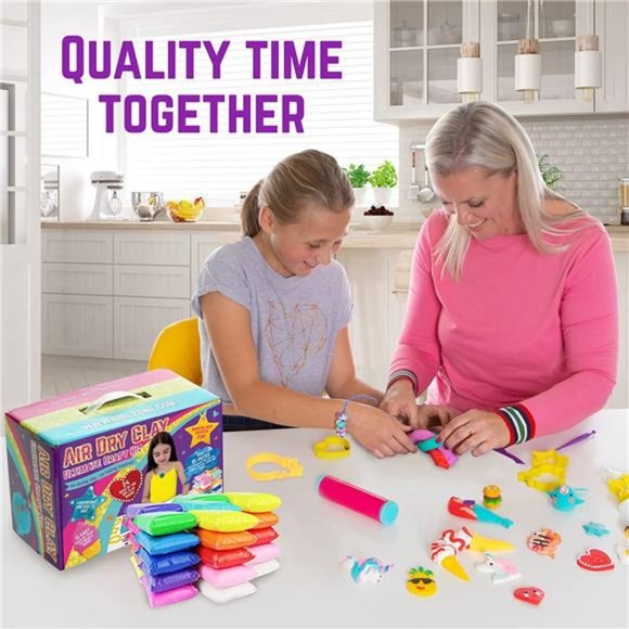 Air Dry Clay Craft Kit, Over 100 Piece Modeling Clay Set for Girls Age 3+ - Picture 4 of 6